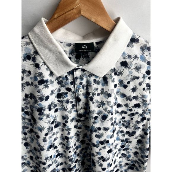 AG Mens Green Label Parkway Performance Regular Fit Polo Shirt Size L Floral - Picture 3 of 10